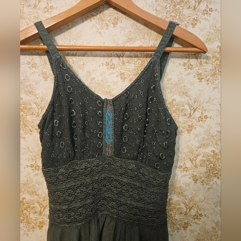 Celti Couture Boho dark green dress, size small - Picture 2 of 10